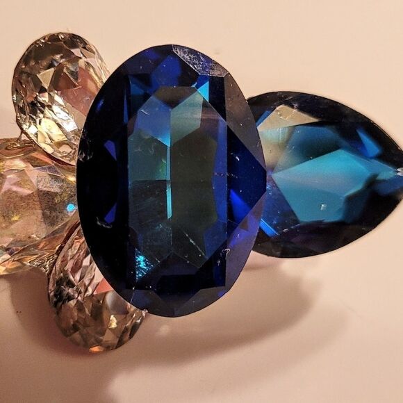 Wendy Gell Swarovski Blue Brooch Crystal - Picture 3 of 3